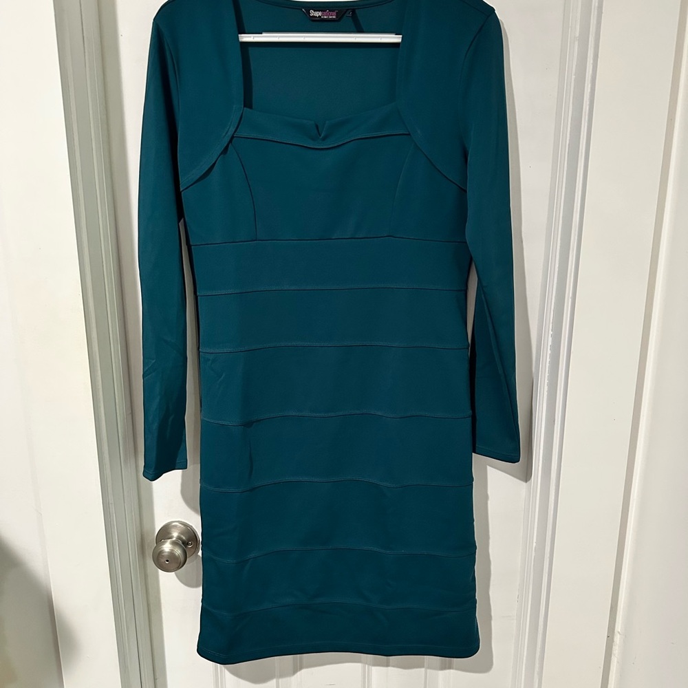 Shapesational Teal Long Sleeve Bandage Dress – Size L